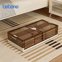 Boîtes de rangement pliables empilables en plastique sous le lit avec couvercles et roulettes pour l'organisation de la chambre