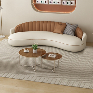 Divano Curvo Stile Crema per Reception di Saloni di Bellezza, Negozi di Abiti da Sposa, Piccoli Appartamenti, Forma Creativa Speciale per <span class=keywords><strong>Soggiorno</strong></span> - Product Image 5
