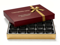 Boîte-cadeau de papier d'emballage de chocolat de truffe de LOGO personnalisé d'usine de source avec la boîte noire de luxe de chocolat de sandwich de séparateur