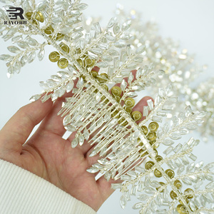 Accessoires en pierre de cristal, décorations brillantes pour la tête, strass, nouveau design de mode, applique pour robe de soirée fleurie - Product Image 5