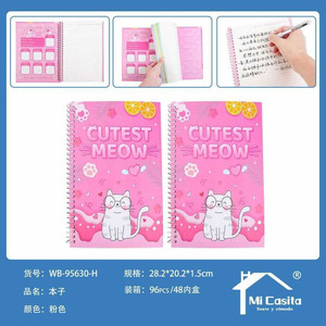 Taccuino promozionale con Design a gatto a 4 righe 100 pagine 282x202CM cartoleria all'ingrosso rosa carina 96 pz Per scatola - Product Image 1
