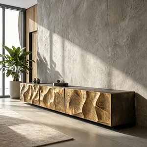 <span class=keywords><strong>Mueble</strong></span> para <span class=keywords><strong>TV</strong></span> de 4 Puertas con Marco de Fibra de Vidrio, Diseño Floral Tallado en Bronce Antiguo para Interiores de Estilo Clásico <span class=keywords><strong>Retro</strong></span> - Product Image 6