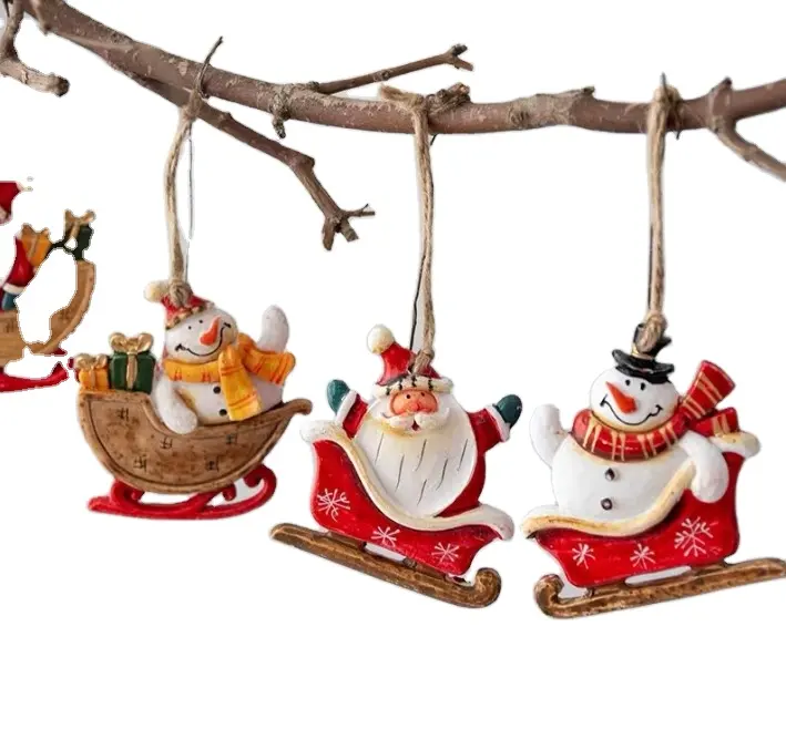 Artesanías de resina de Navidad colgantes de árbol de Navidad estilo europeo retro país decoraciones de Navidad