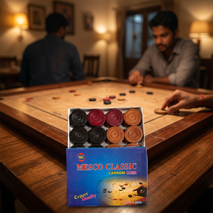 JR MS INDUSTRIES Miesco Classic Carrom Coin Set 8mm Pièces de jeu de société d'intérieur en bois, en boîte, Rouge, Noir, Marron, pour jeu de table - Product Image 3