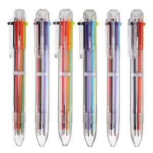 6-in-1 Multicolor Plastic Ballpoint <b>Pen</b> with Transparent Barrel Retractable Logo-Office & School Supplies Student Gifts - Product Image 1
