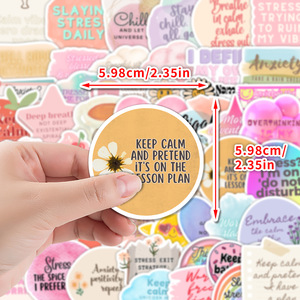 50 Uds lindas pegatinas de grafiti inglés motivacionales <span class=keywords><strong>para</strong></span> decoración de teléfono de equipaje pegatina colorida Happy Vibe - Product Image 4