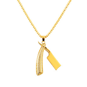 Collar con Colgante de Navaja de Afeitar, de Aleación de Zinc Dorada, Joyería Unisex, Accesorio para Salón de Belleza - Product Image 1