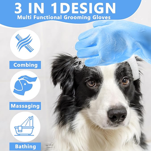 Gants de toilettage pour animaux de compagnie en silicone résistant à la chaleur, à haute densité, à cinq doigts, anti-grippage, pour le bain et le massage des chiens et des chats - Product Image 1