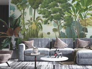 Papier peint de haute qualité de style forêt tropicale avec des oiseaux et des plantes tropicales, papier peint de <span class=keywords><strong>jungle</strong></span> vibrant - Product Image 6
