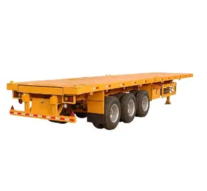 3 axles Flatbed Cargo 20ft 40ft Container Trailer Mechanical / Air / Bogie suspension Export To Gabon Tanzania