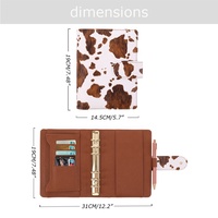 Yihe Meilleure vente 2 couleurs noir/or-anneau A6 vache impression cuir Budget liant planificateur avec fermoir et feuille de mouche disponible