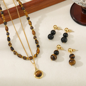 Collane Artigianali in <span class=keywords><strong>Ambra</strong></span> <span class=keywords><strong>Naturale</strong></span> con Perline, Placcate in Oro Vero, Impermeabili e Inossidabili, alla Moda - Product Image 3