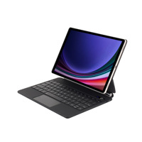 Casing Kulit dengan Slot Pena, Keyboard Sentuh LED Backlit Floating untuk Samsung Tab S9 FE S8 Plus, Kompatibel BT, Spanyol