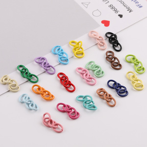 Cadena de extensión de cuatro eslabones de colores pastel, accesorios de joyería DIY, tamaño mediano, metal con pintura horneada, forma ovalada - Product Image 4