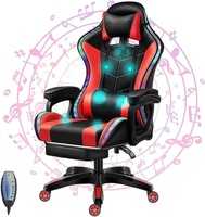Chaise de jeu de haute qualité, confortable, avec éclairage RVB, chaises d'ordinateur, chaise de jeu avec massage à 7 points, haut-parleurs et LED pour adultes