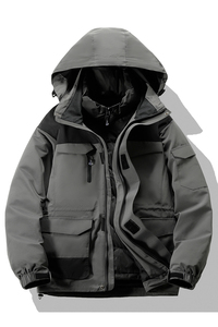 Logotipo personalizado Nueva chaqueta con capucha de color a juego a prueba de viento e impermeable ropa de trabajo al aire libre chaqueta acolchada de algodón - Product Image 3