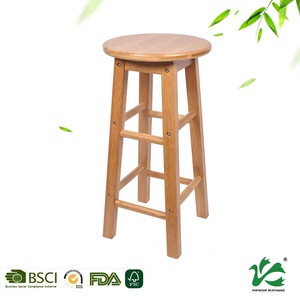 Ergonomic footstool with sturdy 4-leg design, natural brown backless round counter <b>stool</b>, <b>bamboo</b> <b>stool</b> for dining and kitchen - Product Image 2