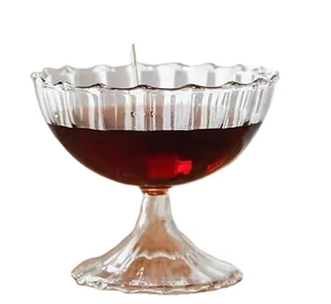 Verres à vin sur pied transparents, style vintage, faits main, soufflés à la bougie, élégants, pour pudding et crème glacée - Product Image 2