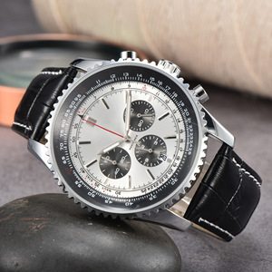 Nuevo Reloj Cronógrafo de Aviación de Lujo para Hombre 2026 con Logotipo Personalizado, Aleación Plateada, Subesferas, Correa de Cuero Negra, <span class=keywords><strong>Regla</strong></span> Deslizante, Cuarzo - Product Image 6