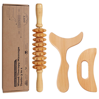 Ensemble de massage Gua Sha en bois massif avec rouleau pour la relaxation musculaire, la circulation, le soin des nuque, des épaules et du dos, soin spa à domicile