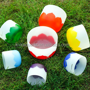 Ensemble de <span class=keywords><strong>7</strong></span> bols chantants Chakra <span class=keywords><strong>Lotus</strong></span> 6 "-12" Note CDEFGAB en cristal de Quartz givré 432Hz avec étui gratuit - Product Image 3