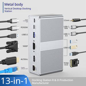 Station d'accueil Type C 13 en 1, adaptateur multiport, 4K HDTV VGA, charge rapide PD, <span class=keywords><strong>Ethernet</strong></span>, audio, lecteur de carte SD TF pour ordinateur portable Mac - Product Image 3