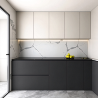 Ensemble d'armoires de cuisine modernes de luxe, style italien minimaliste, sans poignées, armoires de rangement modulaires, sur mesure