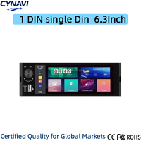 Universal Linux 1 DIN 6.3 Inch CarPlay Android Auto FM Kontrol Setir MP5 Layar Sentuh Autoradio