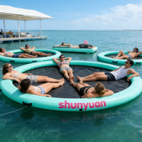 Hamac flottant gonflable en PVC personnalisé de 8 pieds avec technologie Drop Stitch, pont flottant avec anneau rond pour plusieurs personnes