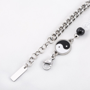 Yunnique – Bracelet tibétain en argent perlé avec Yin Yang et caractères chinois, pour hommes et femmes, bijoux à la mode, cadeau - Product Image 2