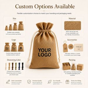 Sacs en toile de jute personnalisés avec logo, pochette cadeau à cordon, sac en fibre de chanvre naturelle pour bougies, savons, café, thé, emballage de mariage et de fêtes - Product Image 5