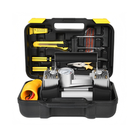 Compresseur d'air pour pneus de voiture de grande capacité 150W avec kit d'outils de réparation d'urgence, compresseur d'air pour voiture avec cordon DC12v