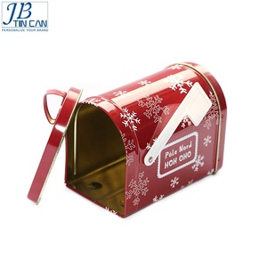 Giáng Sinh Trang Trí Kim Loại Hộp Quà Tặng Hộp Thư Nhỏ Hình Dạng Hộp Thiếc Với Một Lá Cờ - Product Image 2