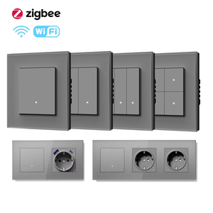 MVAVA cablaggio rapido vetro grigio telaio 1/2/3/4 gruppo clic Resetting Wifi Tuya <span class=keywords><strong>Zigbee</strong></span> Wireless Touch Light Smart presa interruttore a parete - Product Image 1