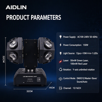 Projecteur araignée à 12 yeux et double bras pour laser LED, contrôle DMX512, RGBW, rotation infinie, pour discothèque et soirée
