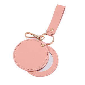 Customized Mini Round Pocket PU Leather Folding Makeup Mirror Modern for On-the-go Beauty Routine Travel Promotional Product