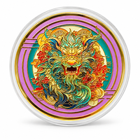 Pièce de monnaie du zodiaque chinois 2026, motif d'animaux folkloriques, en fer plaqué or, avec étui