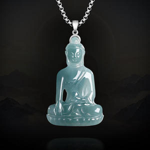 หยกเจไดต์ธรรมชาติ พระศรีศรีสุทธารักษ์ จี้หยกน้ำเงิน สำหรับทุกเพศ ศาสนาพุทธ ดีไซน์ดั้งเดิม พร้อมใบรับรอง D813 - Product Image 1
