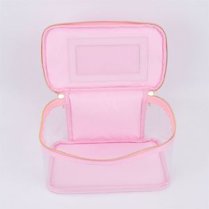 Sac cosmétique personnalisé réutilisable, écologique, à double fermeture éclair, en PVC transparent, tendance, durable, avec motif de lettres brodé, doux - Product Image 3