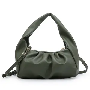 2021 New Items Ladies Underarm Bags Fashion Women Ruched Design Dumpling Shape Bags Soft Leather Could Shaped Bags