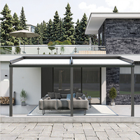 Auvent rétractable motorisé pour terrasse, balcon, patio, en aluminium écologique avec revêtement en poudre, sur mesure, en gros