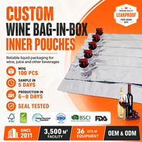 Sac BIB aseptique personnalisé avec valve distributeur, pochette laminée en aluminium haute barrière pour le stockage de vin, jus, lait et autres liquides