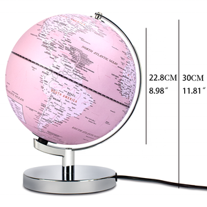 Globe terrestre lumineux rose pour enfants avec support en métal, design de dessin animé, jouet éducatif, veilleuse, lampe de décoration de chambre, géographie - Product Image 3