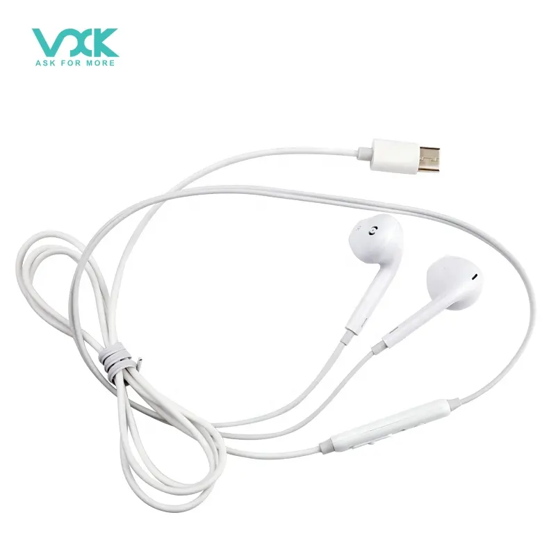 Ponsel in-ear 1m, earphone in-ear handfree, headphone tipe C kabel untuk iphone15/komputer