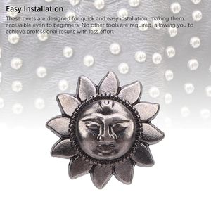 Haofy Sets Rivets en alliage de zinc à tête soleil avec vis de fixation, rivets et vis de Mm, accessoires pour le travail du cuir pour ceintures, sacs, chaussures, décoration DIY - Product Image 3