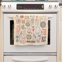 Essuie-tout de cuisine 100 % coton imprimé motifs Mahjong, serviette à thé amusante sur le thème des jeux avec boucle de suspension, idéal pour les soirées jeux ou comme cadeau pour hôtesse