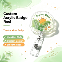 Porte-badge rétractable personnalisé avec logo, support de badge en acrylique, clip crocodile pivotant, impression UV, gravure laser, pour employé de bureau