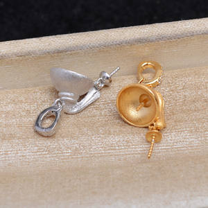 S925 Silver Frosted DIY Accessory Girl's Hat with Universal Buckle Pearl Pendant Empty Holder 10-12DIY <b>Jewelry</b> <b>Cases</b> 5696 - Product Image 3