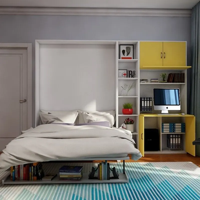 Мебель для спальни, современный стиль, функциональная складная кровать, стол, металлическая деревянная стена, подъемная кровать с диваном