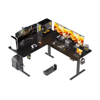 Bureau debout électrique en L à triple moteur, bureau d'angle ergonomique pliable et extensible avec cadre en acier durable et moderne